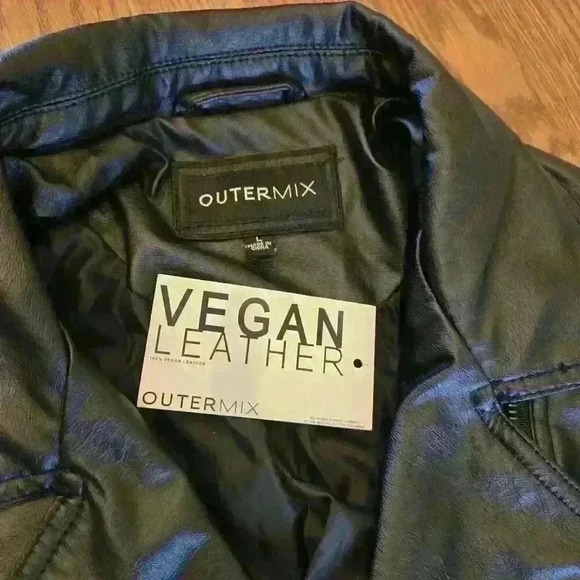 Outermix Women's Vegan Leather Jacket,Size L - Picture 3 of 5